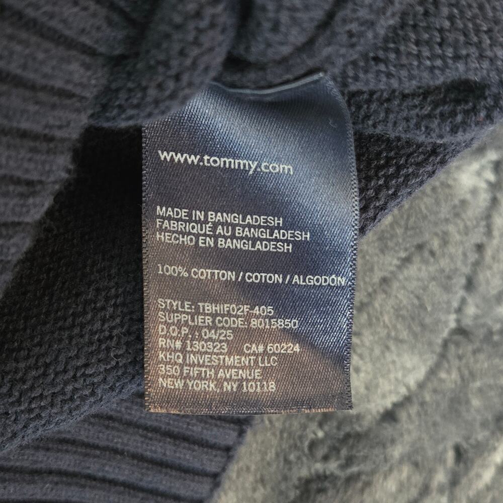 VTG Tommy Hilfiger Women's Navy Blue Quarter Zip Sweater Pullover - Size L - Picture 8 of 8